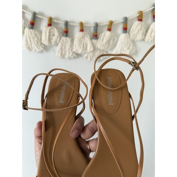 Anthropologie Jeffrey Campbell Fluxx Kitten Heels Strappy In Neutral Dainty 9 - Picture 7 of 8